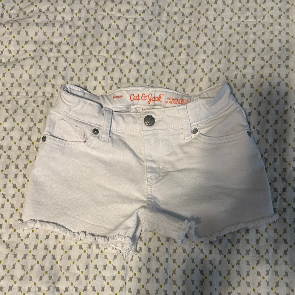 Cat & Jack White Frayed Hem Denim Shorts
